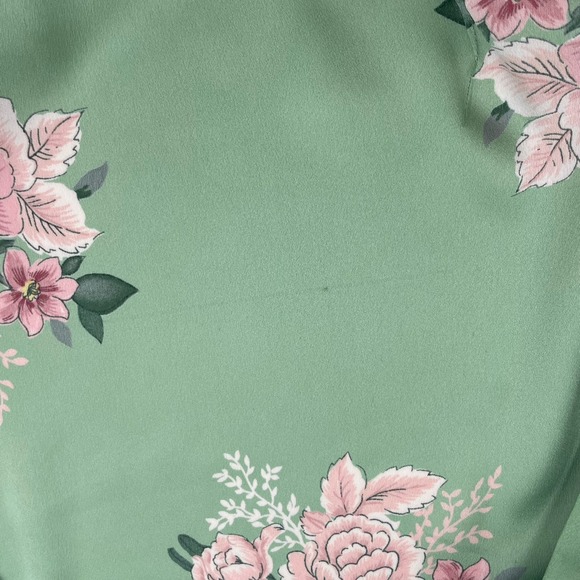 LOFT Green Floral Wrap Dress Size 00 Ann Taylor Long Sleeve V-Neck Mini - Picture 13 of 14